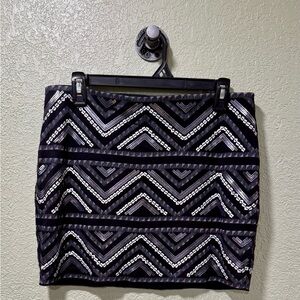 Express Black and White Chevron Pencil Skirt